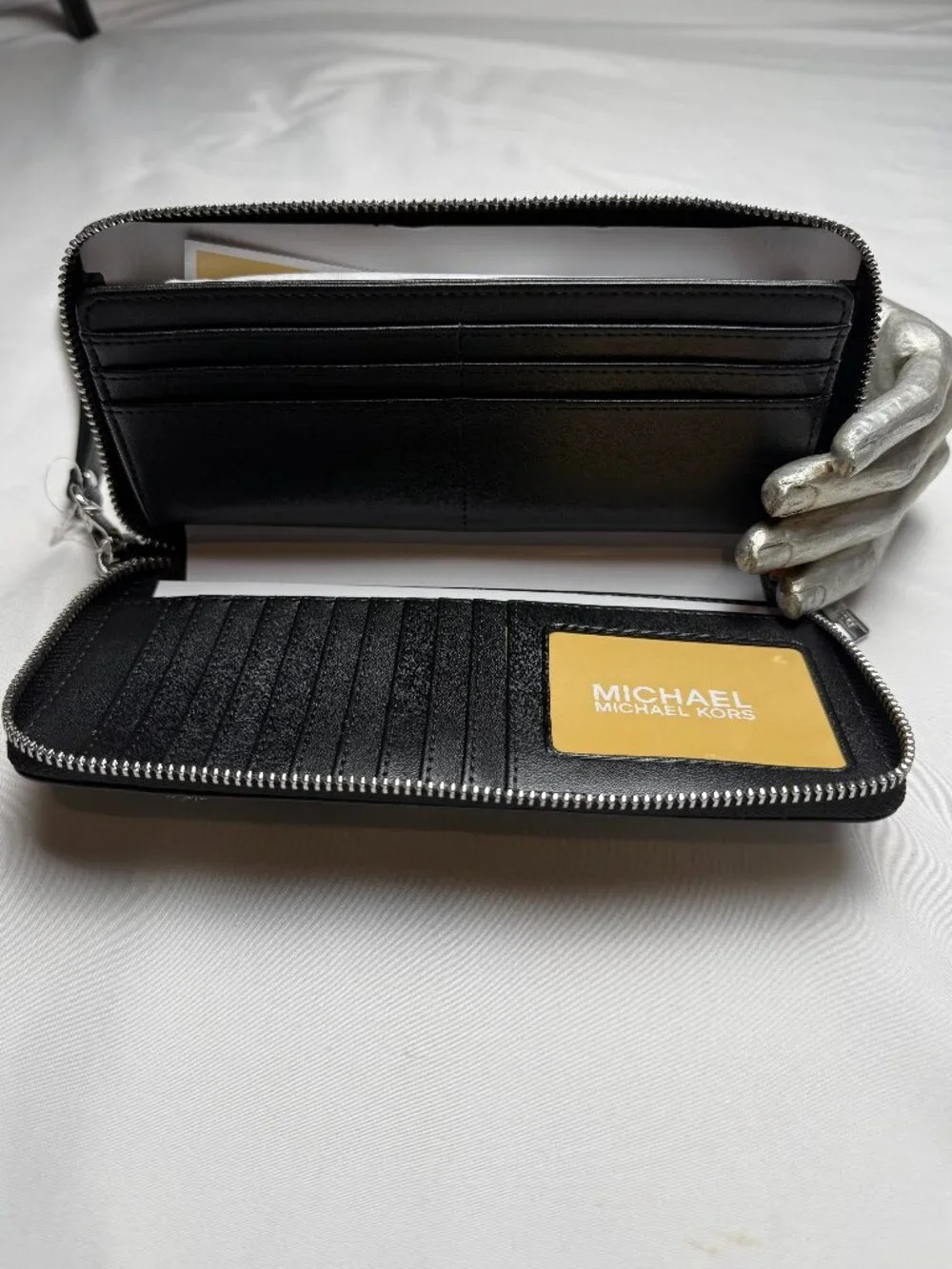 Michael Kors Jet Set Travel Zebra Print Calf Hair Continental Wallet Black White